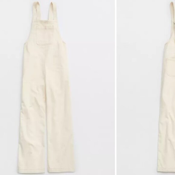 aerie Women's Cream/Oatmeal Denim Overalls with Scoop Back (Size M) - Picture 3 of 7